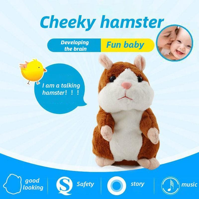 Sprechender Plüsch-Hamster – wiederholt alles, was man sagt, bewegt dabei automatisch den Kopf; ein Riesenspaß für Kinder und Erwachsene-Gcom