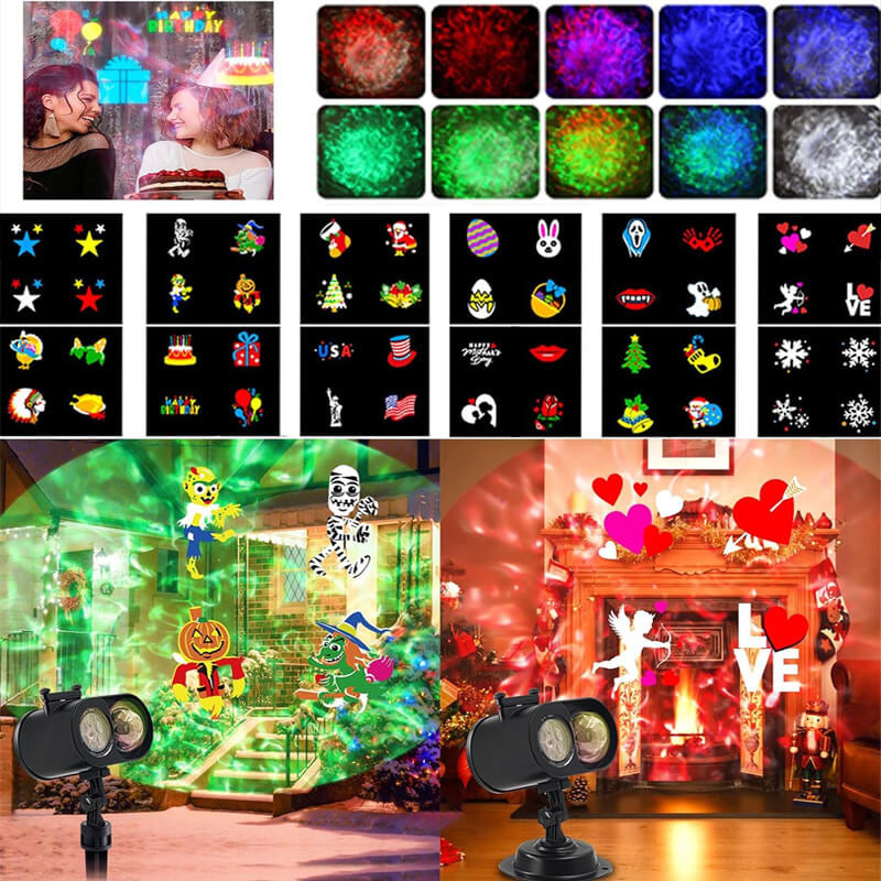 2-in-1 HD Remote Control Holiday Projector Lights