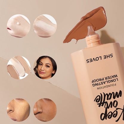 Lang anhaltende, wasserfeste Foundation mit mattem Finish und Öl-Kontrolle