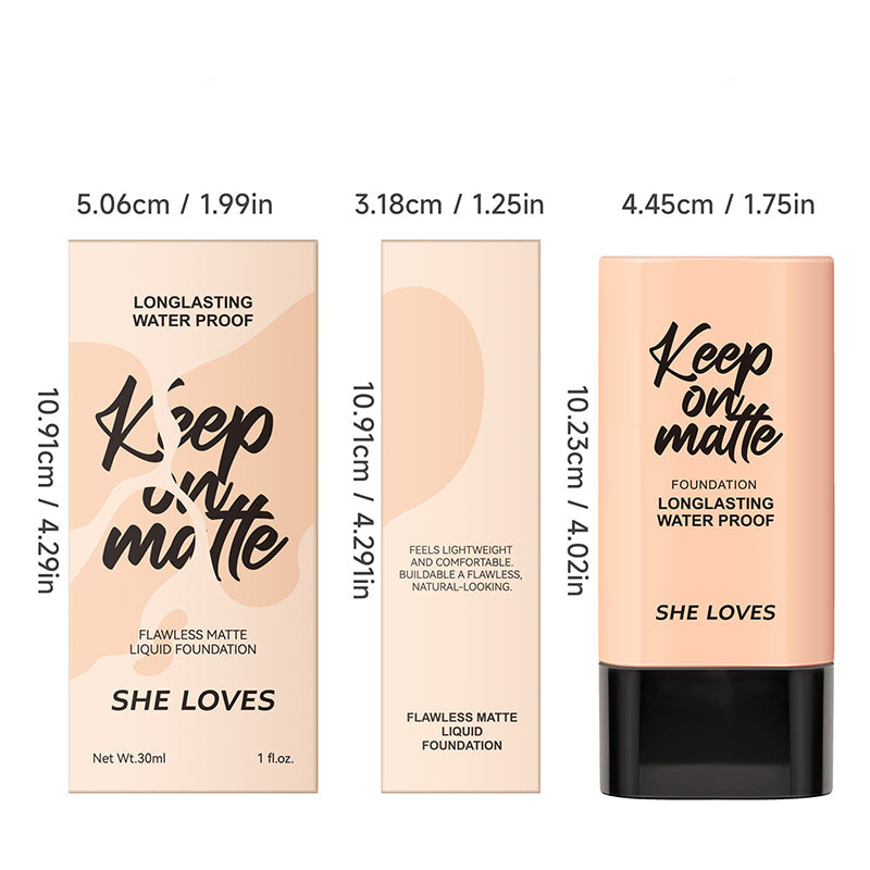 Lang anhaltende, wasserfeste Foundation mit mattem Finish und Öl-Kontrolle