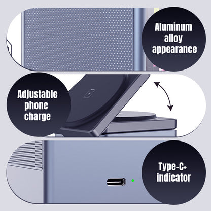 Multifunktionale Ladestation mit integriertem Bluetooth-Lautsprecher und Uhr