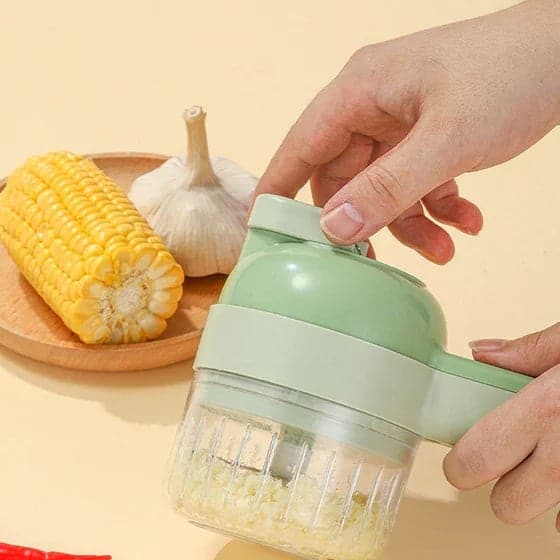 🥕🍳4-in-1-Set aus manuellem und elektrischem Gemüseschneider – Multifunktionale Akku-Küchenmaschine