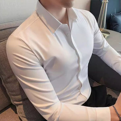 👔Herren hochelastisches bügelfreies Business-Hemd