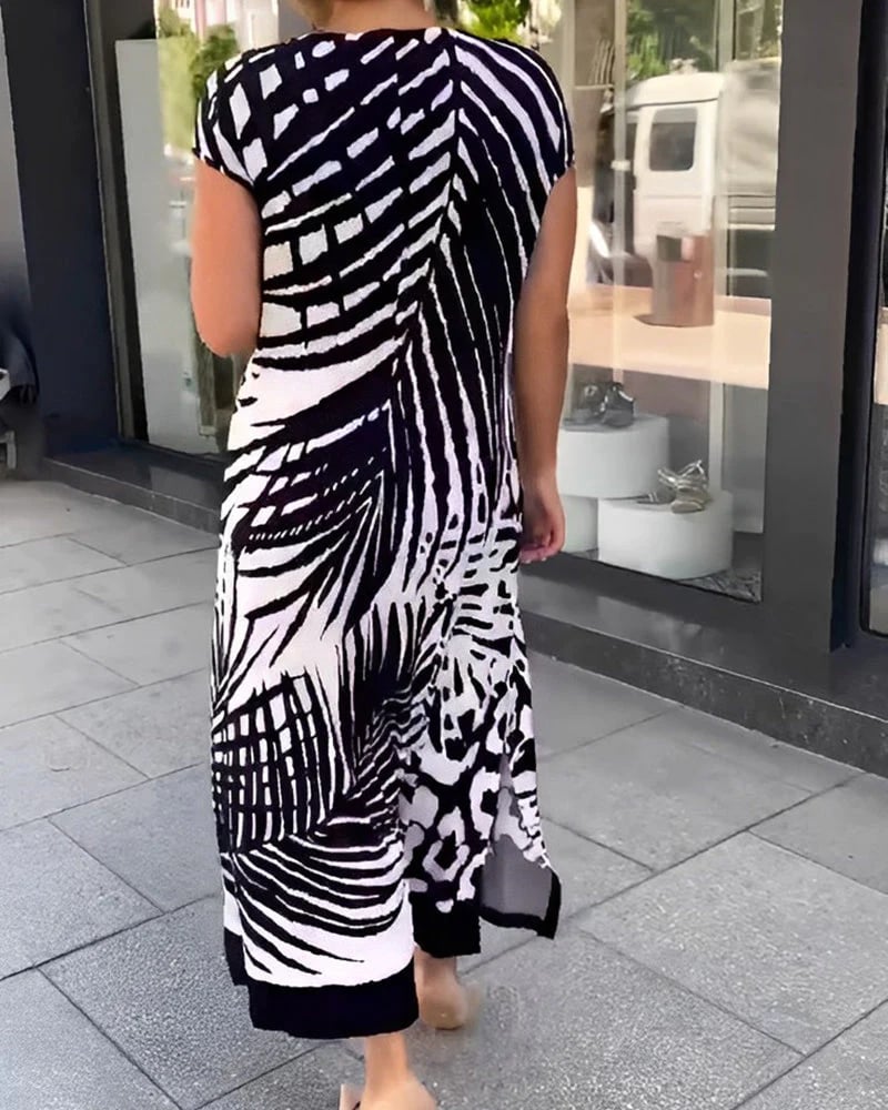 💖Begrenzter Ausverkauf 50% OFF💖Lässiges bedrucktes kurzärmeliges Kleid