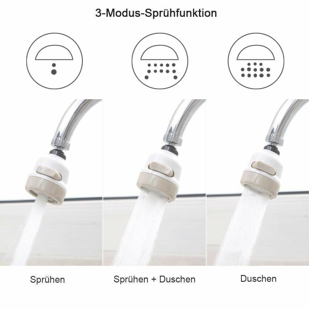 360 Grad drehbar Anschluss Düse für Wasserhahn, ABS/Metall
