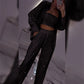 💕Paillettenblazer und weite Hose für Damen (3-teiliges Set)