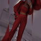💕Paillettenblazer und weite Hose für Damen (3-teiliges Set)