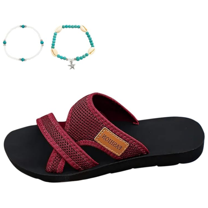 Bequeme flache Sandalen mit offener Spitze für breite Füße