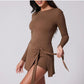 Langärmeliges Damen-Sportkleid mit integrierter Shorts