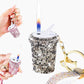 Funkelnder Strass-Milchtee-Feuerzeug-Schlüsselanhänger
