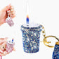 Funkelnder Strass-Milchtee-Feuerzeug-Schlüsselanhänger