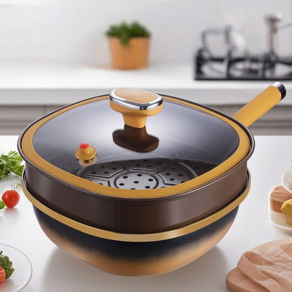 🔥Begrenzte Stückzahl verfügbar 50 % Rabatt🔥🍳✨ Antihaft-Topf aus Titanlegierung, 12 Zoll, mit Deckel 🍲💫