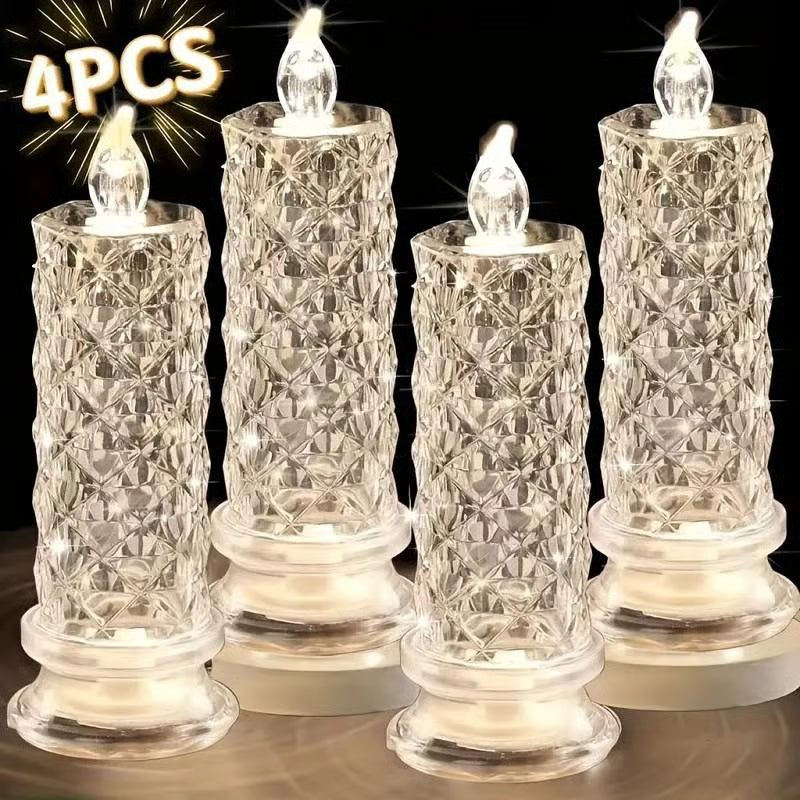 🔥Letzter Tag 49 % Rabatt🎁Set mit 4 LED-Kristallkerzenleuchtern