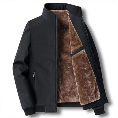 Einfarbige, warme Herrenjacke mit Reißverschluss