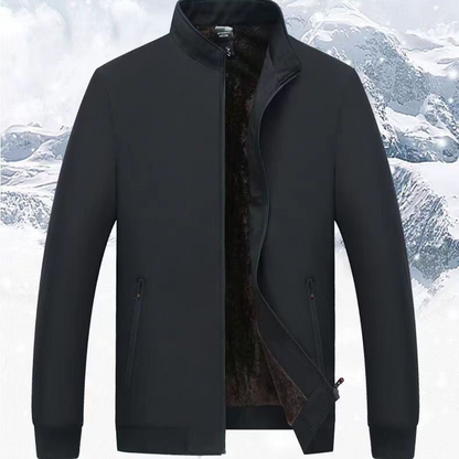 Einfarbige, warme Herrenjacke mit Reißverschluss