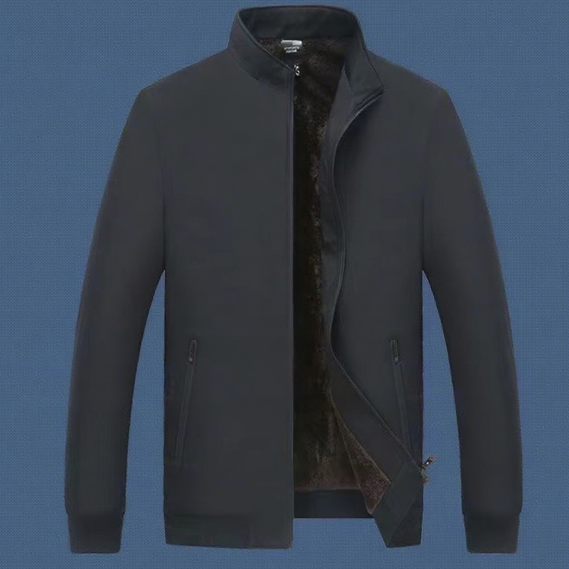Einfarbige, warme Herrenjacke mit Reißverschluss