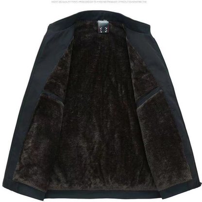 Einfarbige, warme Herrenjacke mit Reißverschluss