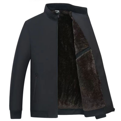 Einfarbige, warme Herrenjacke mit Reißverschluss