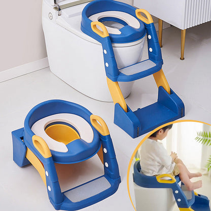 【🎁Limitiertes Angebot – 50 % Rabatt!】🚽 Baby-Toilettensitz Kinder mit Treppe Toilettentrainer für Kinder WC Sitz mit PU Gepolsterter Höhenverstellbar und Faltbar