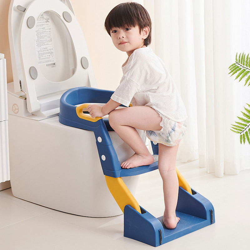 【🎁Limitiertes Angebot – 50 % Rabatt!】🚽 Baby-Toilettensitz Kinder mit Treppe Toilettentrainer für Kinder WC Sitz mit PU Gepolsterter Höhenverstellbar und Faltbar