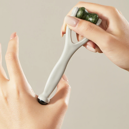 Naturstein-Massageset: Schabbrett, Fingerclip und eiförmiges Massagegerät