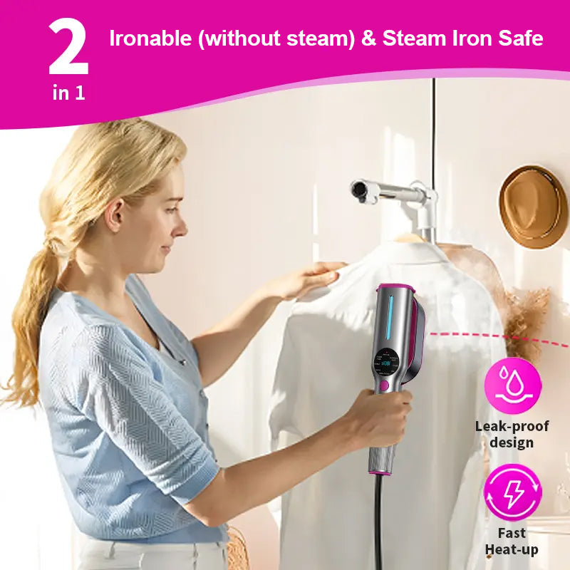 Kleiderdampfer für Kleidung, Handdampfer & Bügeleisen 2 in 1, 15 Sekunden Schnellaufheizung, großes Bedienfeld, 100-240 V Weitspannung, geeignet für weltweite Reisen, Weihnachtsgeschenke