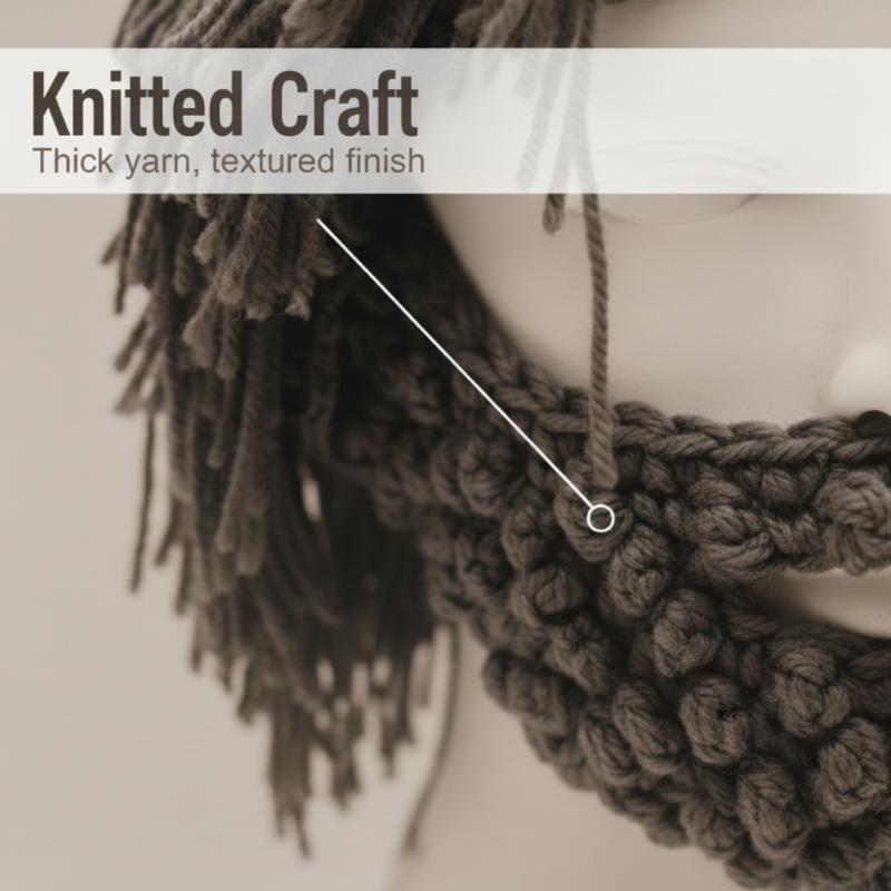 📢📢60 %  RABATT !! ⏰Punk-Style-Hut mit angebrachter einfacher Perücke und gestrickter Bart