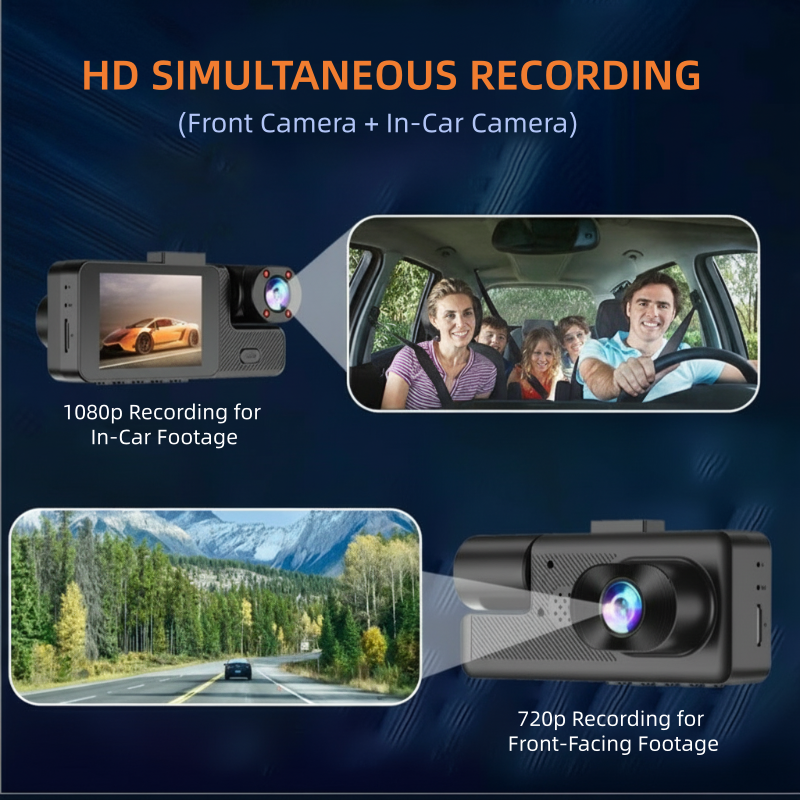🔥 50 % Rabatt 🚗 3-Kanal Full HD 1080P Dash Cam mit WLAN