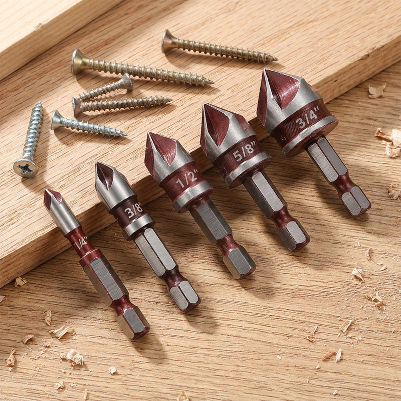 ✨ Hochkarbonstahl-Senkbohrer-Set — Professioneller Präzisionsbohrer für Holz und Metall! ✨