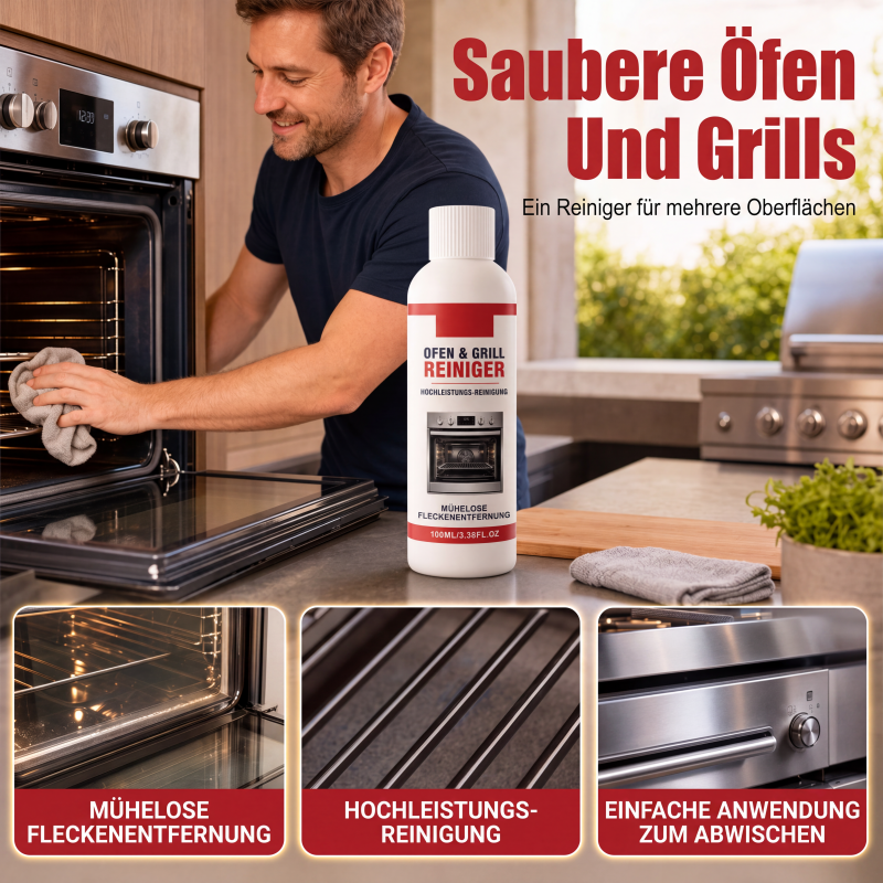 Hochleistungs‑Reiniger für Backofen & Grill, 100 ml – schneller Entfetter gegen Küchenverschmutzungen