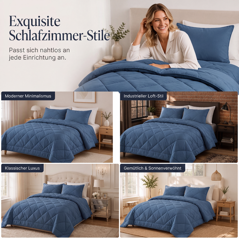 🛏️ LIMITIERTES ANGEBOT 50% RABATT! ✨ 3-teiliges Steppdecken-Set – Weich, Atmungsaktiv, Ganzjährig 🧶